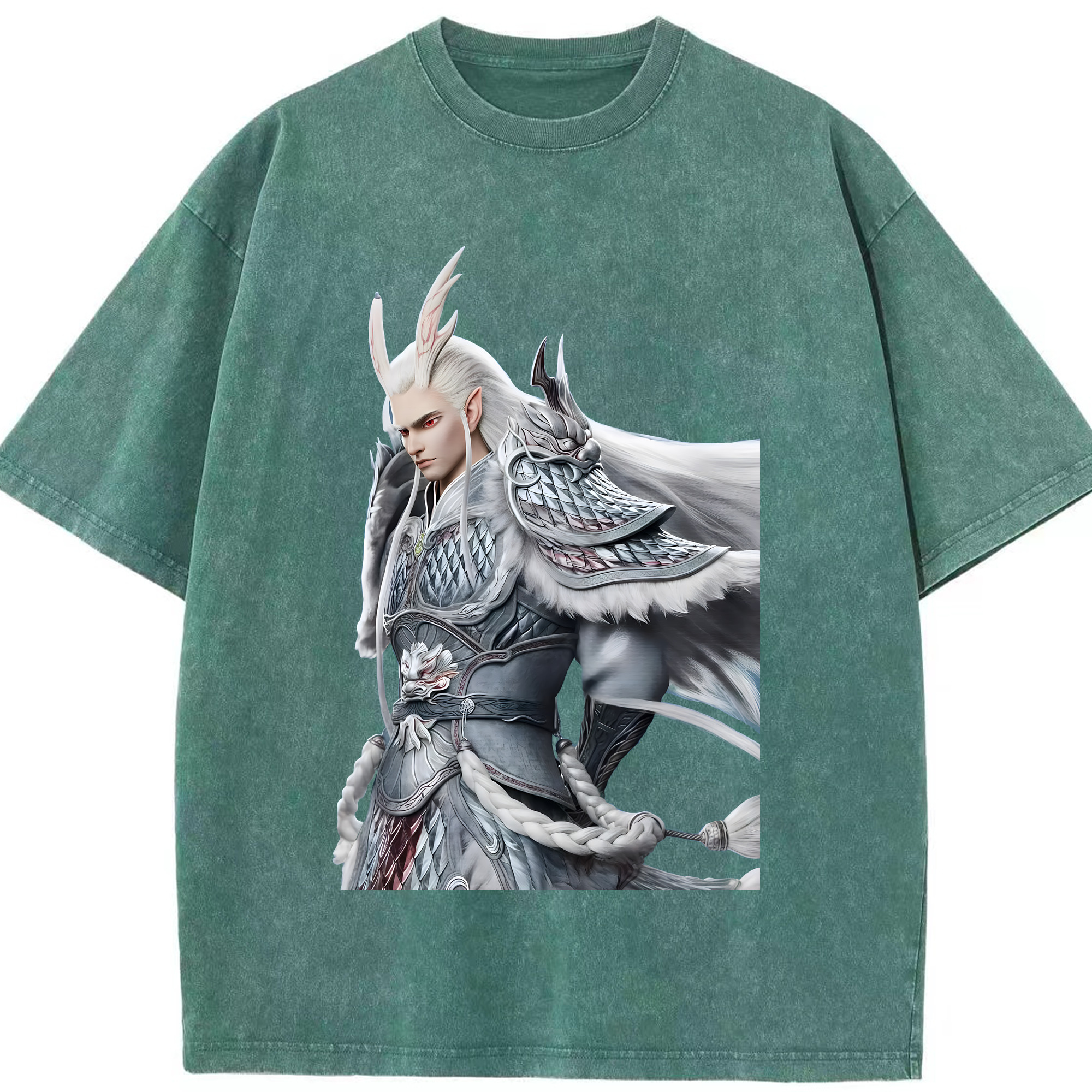 （画像用） Ne Zha 2 ナタ 魔童の大暴れ 綿100% ヴィンテージ風 半袖Tシャツ（フロントプリント）